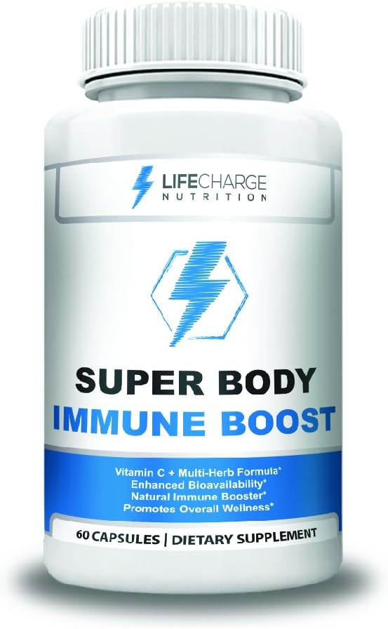 Super Body Immune Boost and Wellness Complex - Vitamin C + Selenium + Vitamin E + Graviola + Red Raspberry Juice Extract + Green Tea Extract + Curcumin + Grape Seed Extract