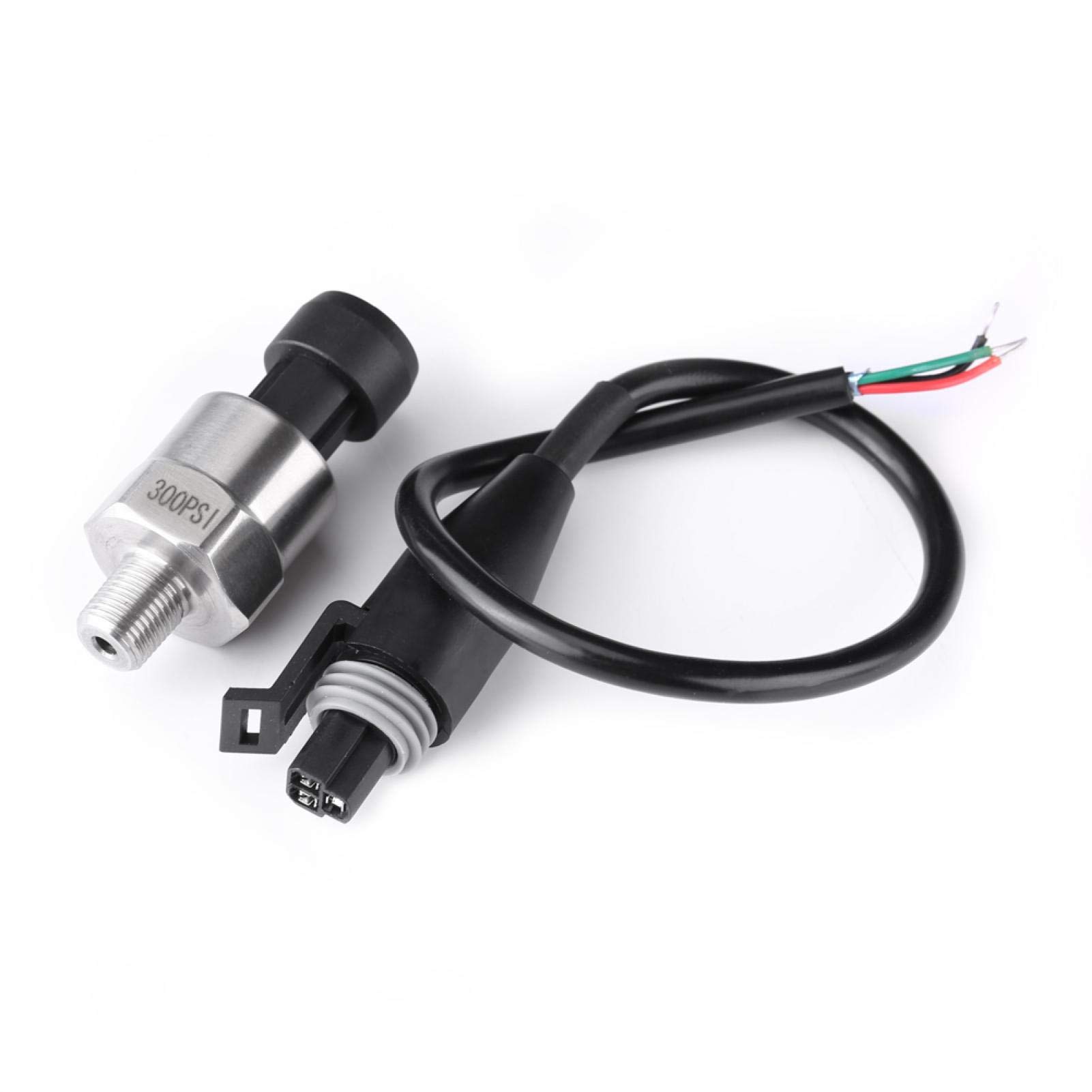 300psi Pressure Sensor, Fydun Water Pressure Transducer Pressure Transducer Sender Sensor 1pc 1/8NPT Thread Stainless Steel for Oil Fuel Air Water (300Psi)