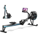 Merach R50 Pro &amp; R60N Rowing Machine Indoor, Backlit Professional Monitor | Ergonomic Seat, 53" Aluminum Long Rail, 500 lbs Capacity, 32-Blade Quiet Fan, Adjustable Air Resistance, Multi-App Support