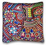 Tarolo Decorative Oaxaca Mexico Mexican Mayan Tribal Art Boho Travel Throw Pillow Case Cases Cover Cushion Covers Sofa Size 16x16 Inches One Side