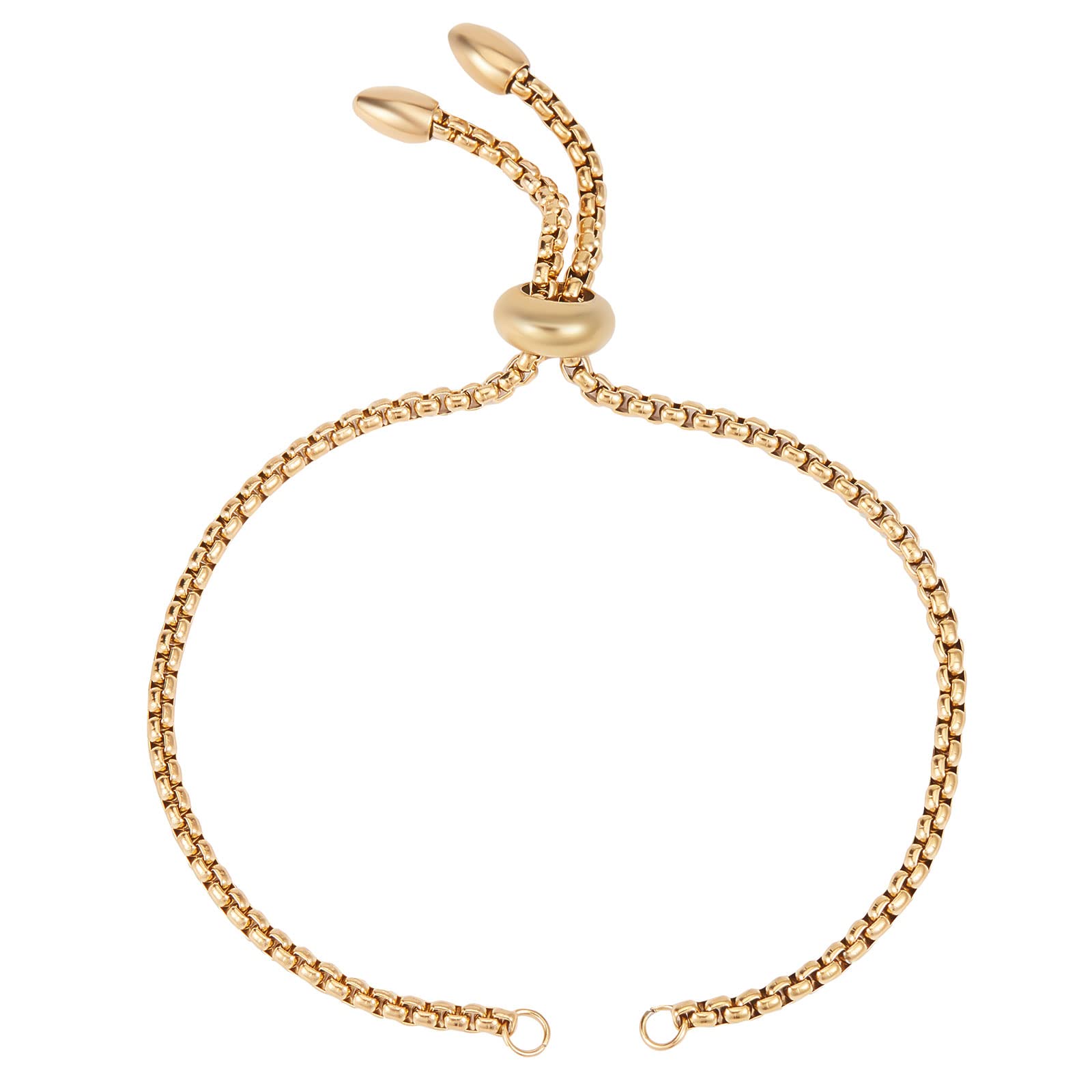 Beebeecraft 1 Box 10Pcs 22cm Adjustable Slider Bracelet Makings Stainless Steel Golden Slider Extender Chains with Ball Ends for Women Jewellery Making Semi Finished DIY