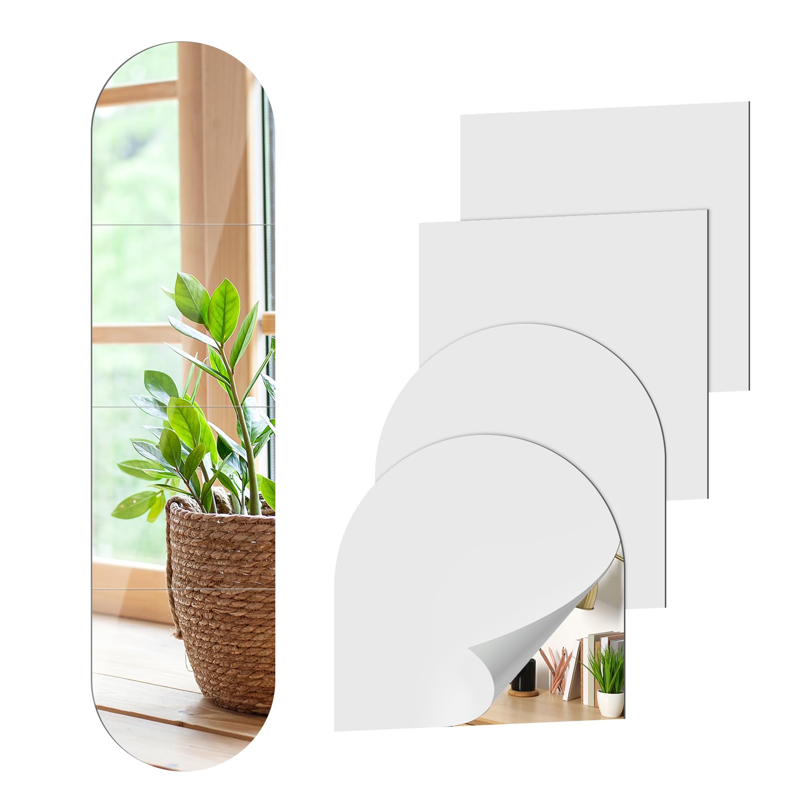 DingGreat Acrylic Wall Mirror Tiles, 30 x 120 cm x 4 Pieces, Full Body Mirror for Bedroom, Home Gym, Door