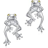 PYTALI Frog Earrings 925 Sterling Silver Stud Earrings Cute Fun Funny Earrings Animal Earrings Frog Jewelry for Women