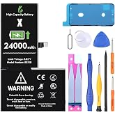 LL TRADER Battery Replacement for iPhone X with Repair Kit | 24000 mAh High Capacity Replacement Battery for model A1865,A1901,A1902