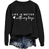 Boy Mom Sweatshirt Women Boy Mama Sweatshirt Crewneck Long Sleeve Graphic Pullover Mom Shirts Casual Lightweight Tops