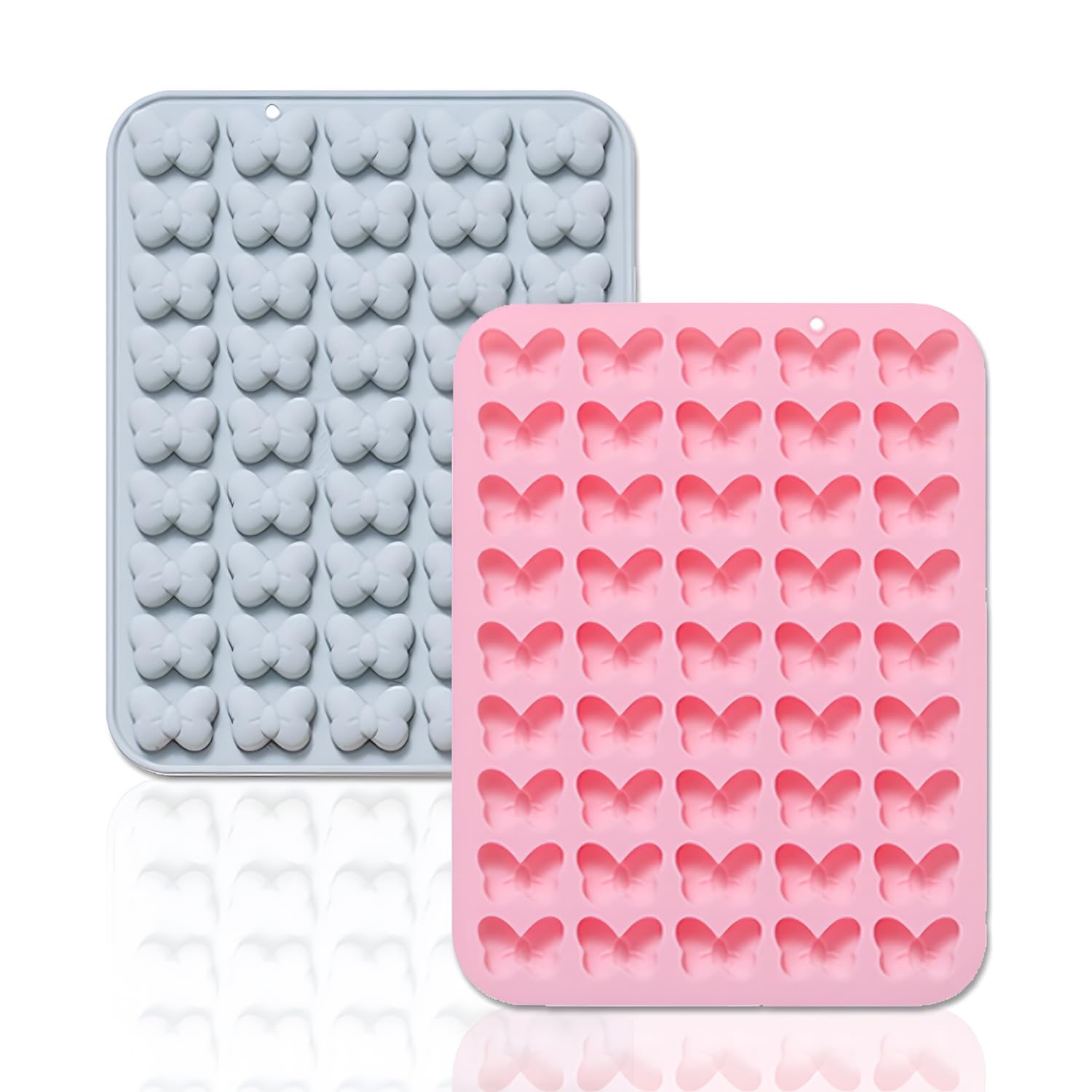 Photo 1 of 2 Pack Bow Molds Silicone, MaehSab 45 Cavity Non-Stick Cartoon Butterfly Tie Gummy Molds for Chocolate, Candy, Jelly, Ice Cube, DIY Baking, Handmade Soap, Cupcake Topper