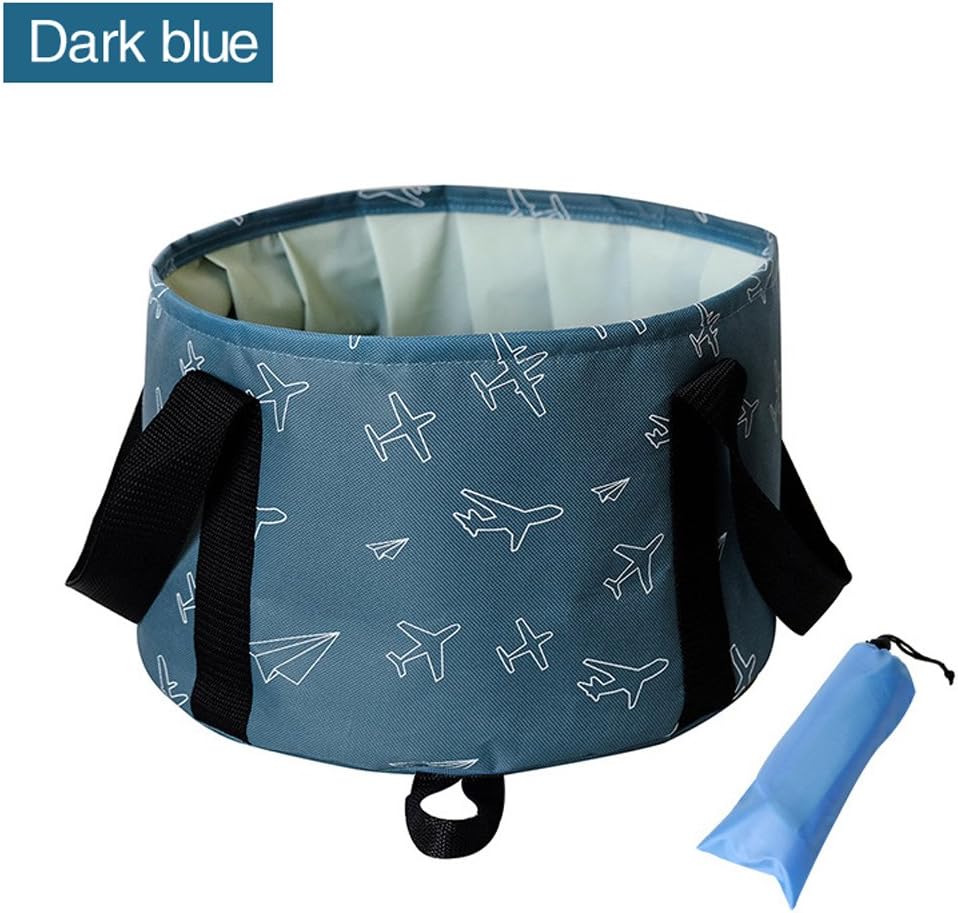 IMABAOCollapsible Bucket by 10L Portable Multifunctional Folding Travel Outdoor Wash Basin for Camping Hiking Travelling Fishing Washing (Dark Blue)