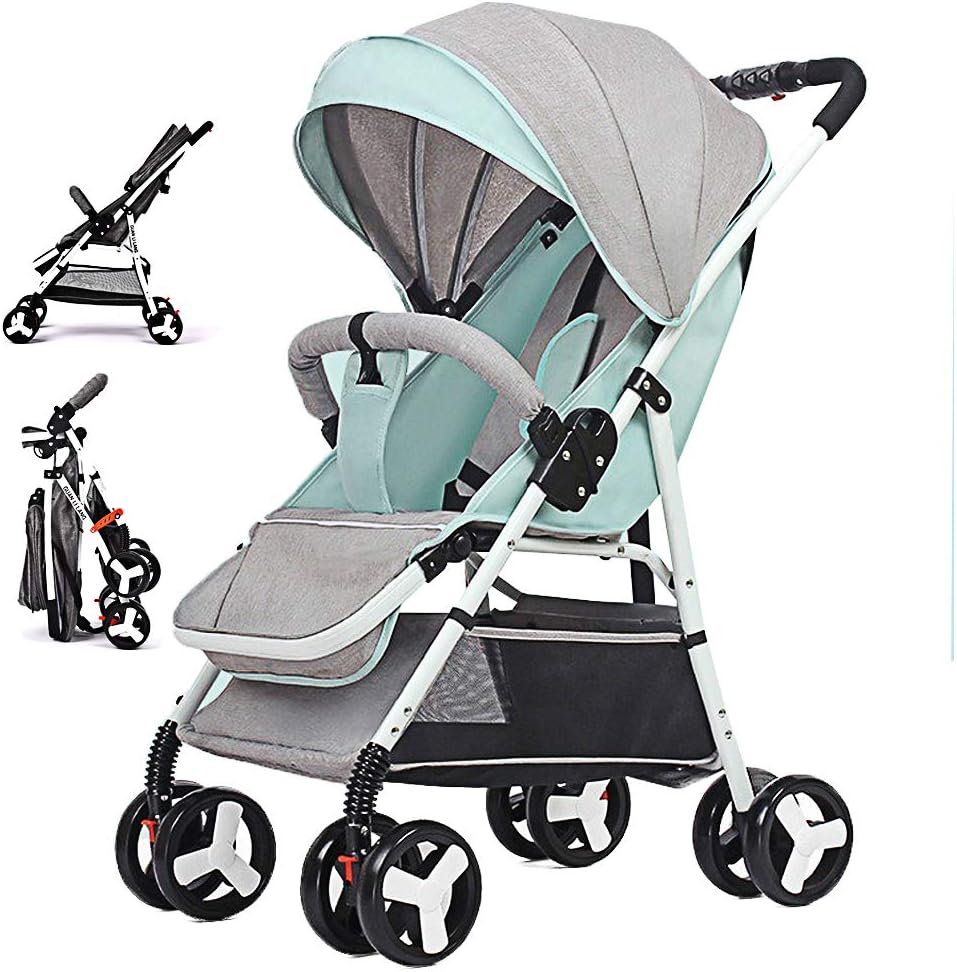 Folding Stroller, Lightweight Stroller,Compact Travel Buggy,One Hand Foldable,Five-Point Harness,Great for Airplane (Green)