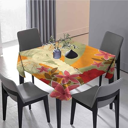 Amazon Jktown ハワイアンミニマリストスクエアアウトドアテーブルクロス 洗濯機洗い可 丈夫なテーブルクロス 結婚披露宴 レストラン 宴会 パーティー ボタニカルハイビスカス柄 50 X50 Square テーブルクロス オンライン通販