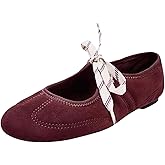 Women's Ballet Flats for Women with Bow, Comfortable Round Toe with Cross Straps, Slip On Mary Jane Ballerina Flats Shoes