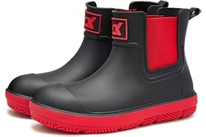 LIOERDIWE Ankle Rain Boots Men Women Waterproof Deck Boots Anti-Slip Rubber Chelsea Garden Work Shoes Short Mud Booties Fishing Farming Camping