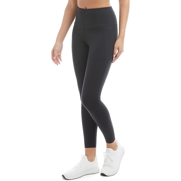 Danskin Women's High Rise Bonded Legging, Black Salt, Large