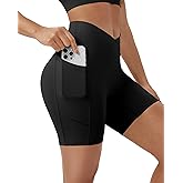 EAONLFP Women's Workout Shorts Crossover Scrunch Butt Lifting High Waisted Gym Shorts Running Yoga Booty Shorts with Pockets