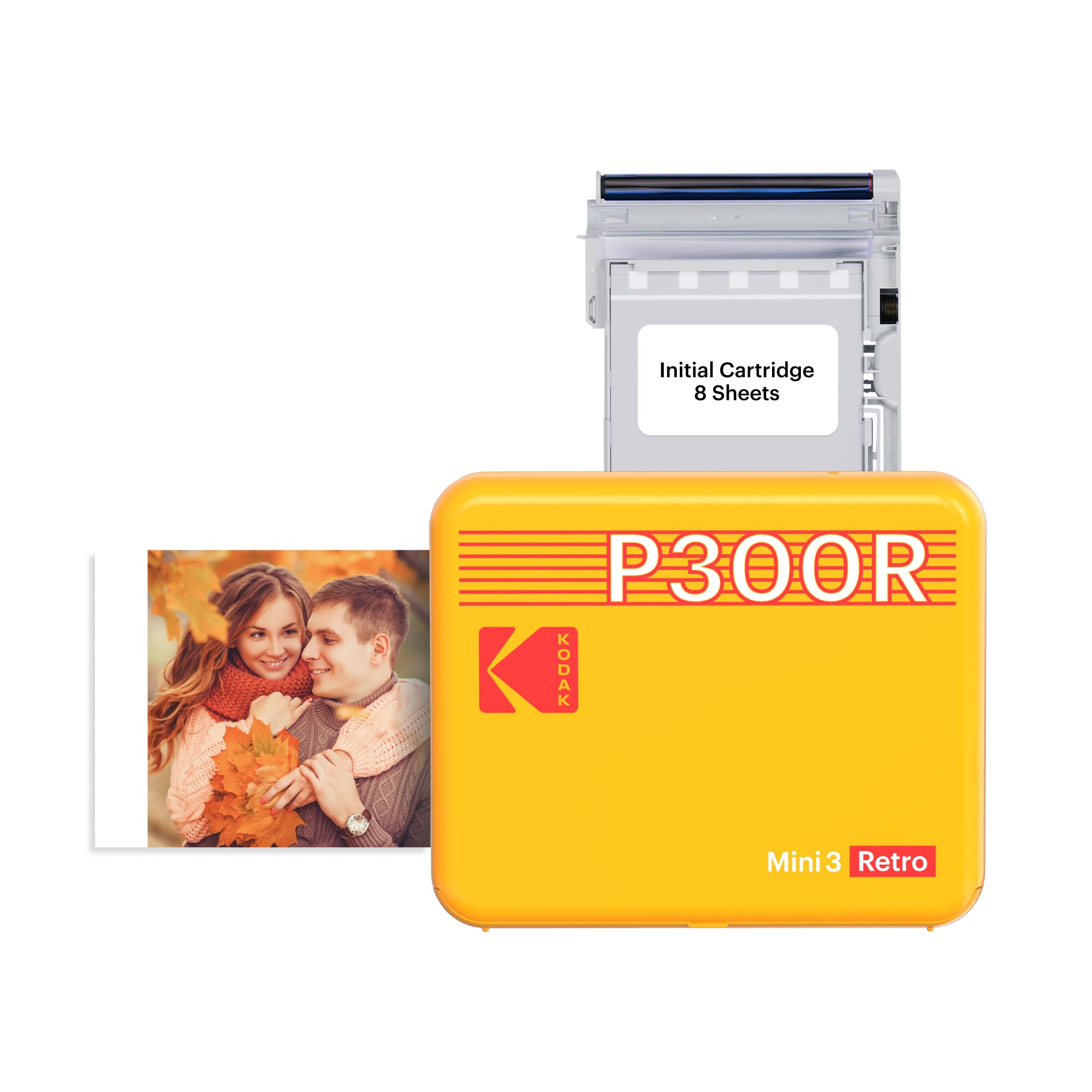 KODAK Mini 3 Retro 4PASS Portable Photo Printer (3x3") + 8 Sheets, Yellow