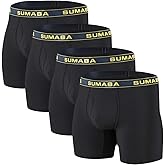 SUMABA Men's Underwear Moisture Wicking Bamboo Viscose Boxer Briefs M L XL 2XL 3XL
