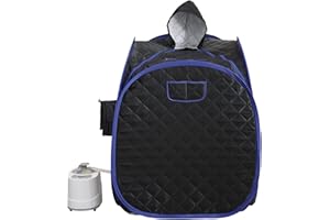 ZONEMEL Portable Steam Sauna, Full Body Home Sauna Spa, 1 Person or 2 Person Share Saunas, 2L Steam Generator with Remote Control (Black, L 33.5”x W 32.3”x H 41.7”)