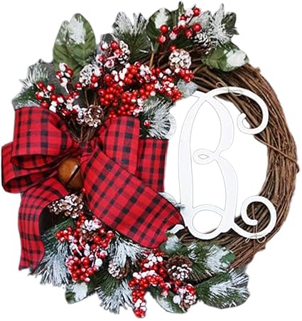 Decorazioni Natalizie Per Esterno Fai Da Te.Ghirlanda Di Natale Per Porta Decorazione Per Esterni 30 Cm Ghirlanda Di Natale Decorazione Da Parete In Cotone D Amazon It Fai Da Te