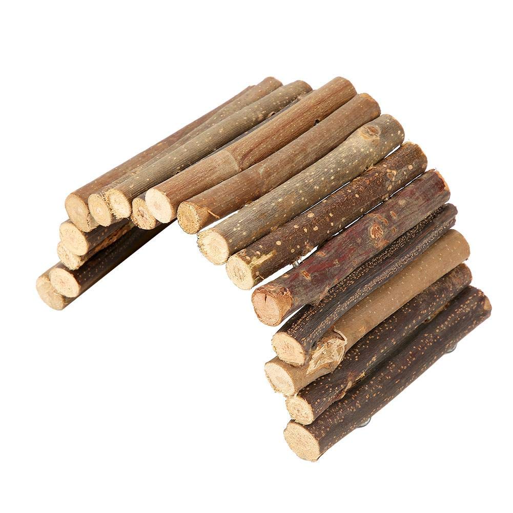 Zerodis Hamster Bridge, Wooden Ladder Hamster Chew Toy Reptile Hiding House Fence Climbing Bridge for Reptile Lizard Tortoise Hedgehog Small Animal Chew Toy (M)