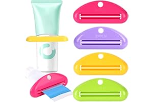 LOVEINUSA Toothpaste Tube Squeezer Dispenser, 4PCS Hanging Tooth Paste Clips Roller Squeezer Holder for Saving Toothpaste Facial Cleanser Creams Paint