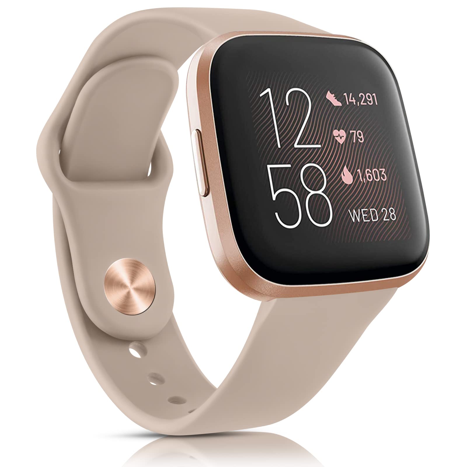 Vancle Straps for Fitbit Versa 2 Straps, Classic Silicone Adjustable Replacement Band for Fitbit Versa 2 / Fitbit Versa Lite/Fitbit Versa (Milky tea)