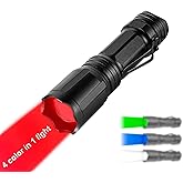 LUMENSHOOTER Upgraded Zoomable Red Flashlight, 4 Color in 1 | Green Red Blue White Multi-Color RGBW LED, Memory Function, Night Vision, Fishing, Astronomy