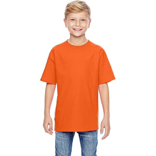 HN YTH 5.2 Oz Comfortsoft Tee - Soft Cotton Relaxed Fit T-Shirt, Tag-Free | Yellow, Size Large