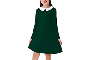 Remimi Girl's Halloween Party Dress Peter Pan Collar Dress Long Sleeve Polo Dresses 5-14 Years