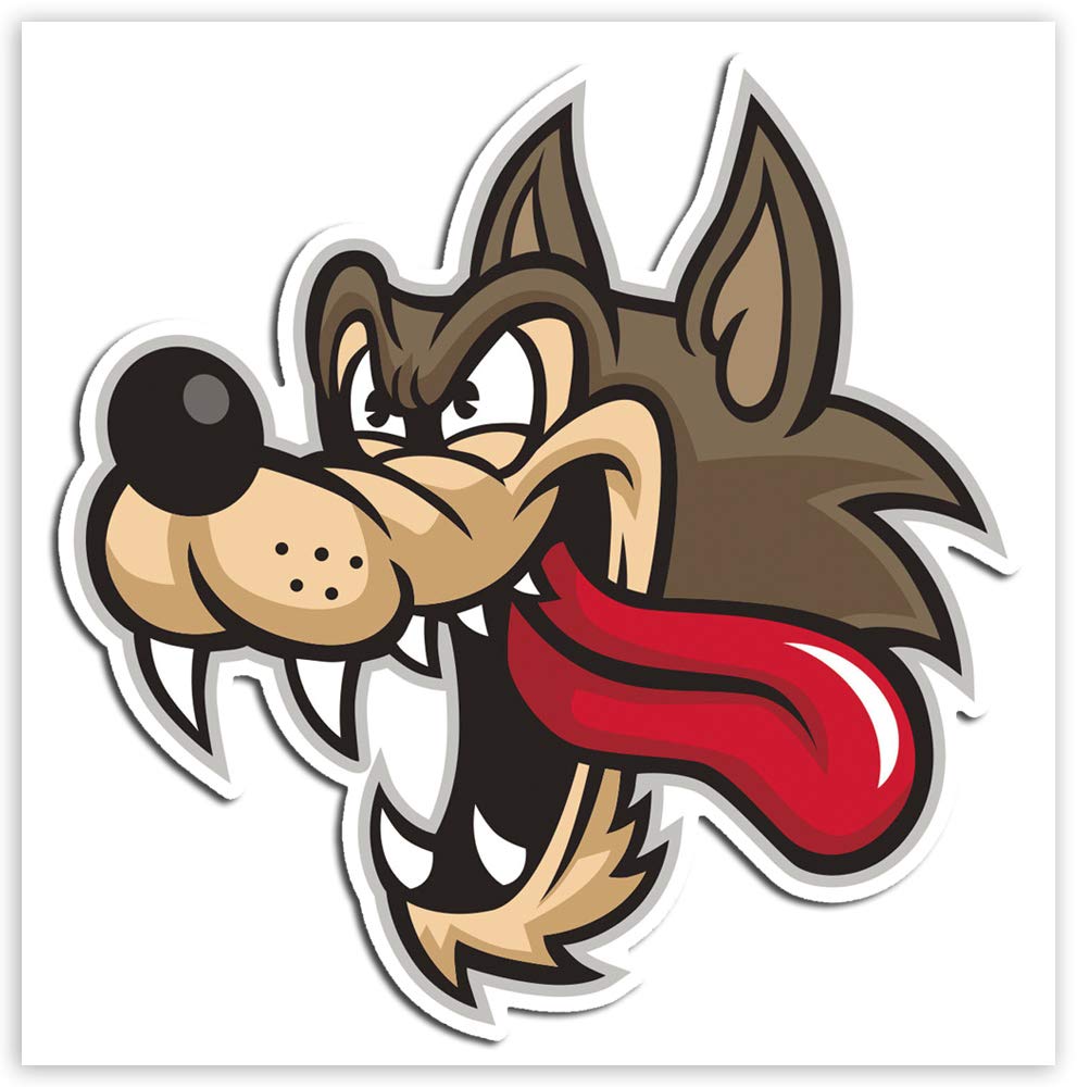 SkinoEu® 2 x Vinyl Decal Self Adhesive Funny Cartoon Stickers Angry Wolf Laptop iPad Car Window Auto Moto Helmet Bike Skate Truck Tuning B 96