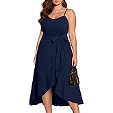 Pinup Fashion Plus Size Cocktail Party Dress - Women Wedding Guest Semi Formal High Low Elegant Midi Dresses
