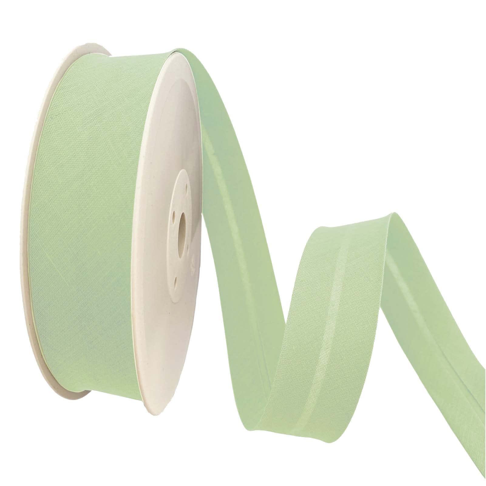 TEXTEX = 20mm Wide Bias Binding Tape. 50% Cotton and 50% Polyester. 10m Piece - (Light Green)