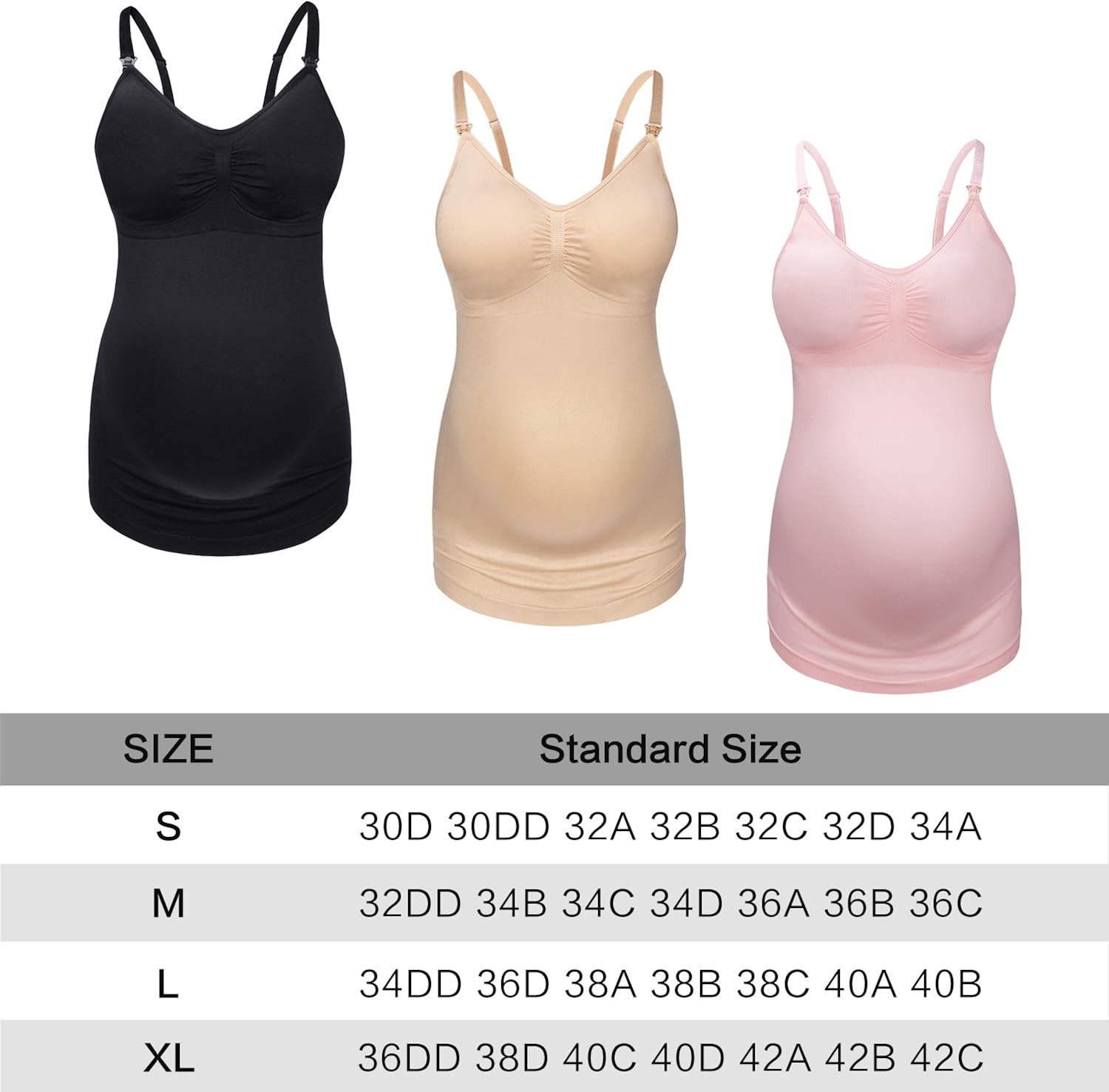 Angelhood Maternity Nursing Tank Tops for Breastfeeding, Womens Nursing Maternity Cami Built in Bra Sleep Bra Pack of 3 at  Women’s Clothing store