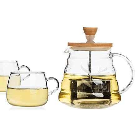 DONGXIN Chahu Tetera, 650 ml Tetera de Vidrio con infusión ...