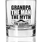 AGMdesign The Man The Myth The Legend Whiskey Glass for Men, Grandpa Whiskey Glass Gifts, Retirement Gifts for Grandpa Papa Dad Husband, Xmas Birthday Present for Men Grandfather Uncle Dad Friend Boss
