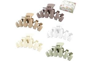 KOOLSTUFFS Hair Claw Clips, 4.3 Inch Non-Slip Matte Large Size Claw Clips, 5 Color Strong Hold 90's Vintage Jaw Clips for Women & Girls, Hair Styling Accessories, Perfect for Thick & Thin Hair