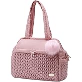 LUKJOJO Asha Diaper Bag Tote For Daily Use, Travel Shoulder Diaper Bag With Long Strap And Stroller Clips Hospital Bag For Labor Delivery,Practial Baby Bag For New Parents(Dusty Rose)