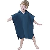 BANGSAUR Hooded Poncho Towel for Toddlers Babies Cotton Lightweight Cover-up Bath Beach Changing Towels, 2-5 Years,Navy Blue,23.6in
