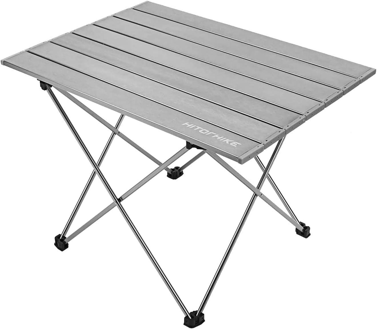 Hitorhike Camping Tables with Aluminum Table Top Ultralight Camp Table with Carry Bag for Indoor, Outdoor, Backpacking, BBQ, Beach, Hiking, Travel, Fishing. (Frost Gray, Large)