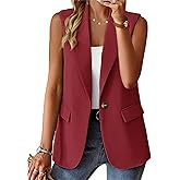 Sleeveless Blazer Vest for Women Winter 2026 Fashion Casual Lightweight Open Front Work Office Blazer Jackets with Pockets