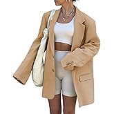 Grlasen Women Casual Elegant Long Sleeve Oversized Lapel Blazers Open Front Solid Work Office Jacket Blazer