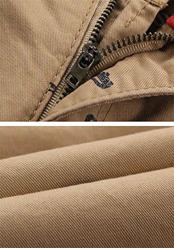 HENGAO Men's Casual Classic Fit Bermuda Chino Flat Front Shorts, Khaki, US 44 = Tag 46 - Thumbnail 2