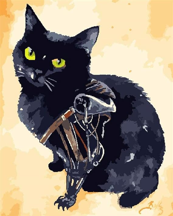 Lsdakoop Malen nach Zahlen für Erwachsene Schwarze Katze