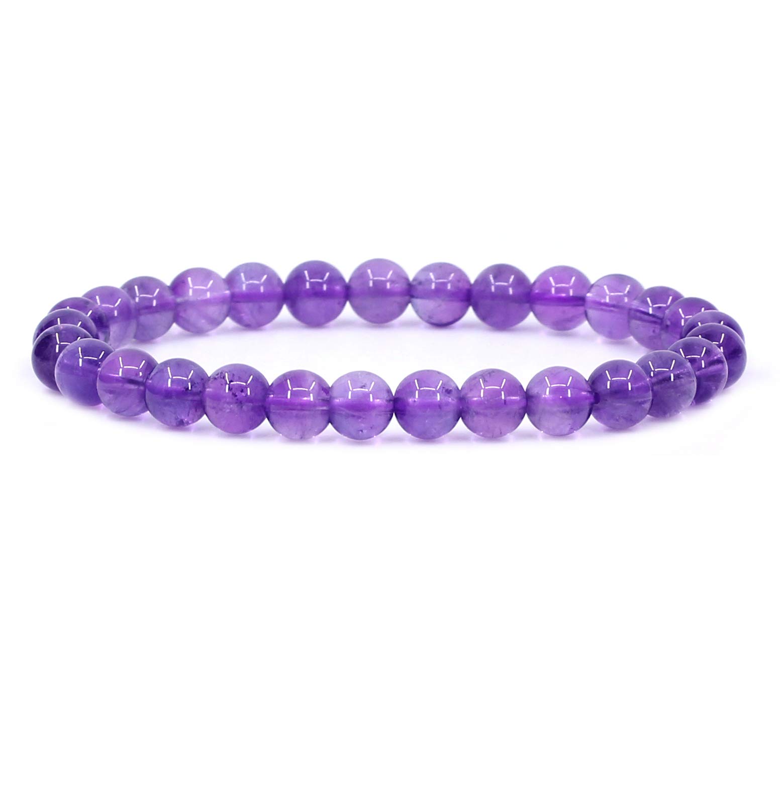 CHENYUE Natural Crystal Lavender Amethyst Gemstone 6mm Round Beads Stretch Bracelet 7 Inch โ image 1