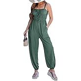 CUPSHE Women's Sleeveless Jumpsuit Summer Drawstring Tied Pockets Wide Leg One Piece Romper Casual Outfit Beach Vacation