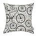 CaliTime Canvas Throw Pillow Cover Shell for Couch Sofa Home Decoration City Buildings Brown Bicycles Wheels 18 X 18 Inches