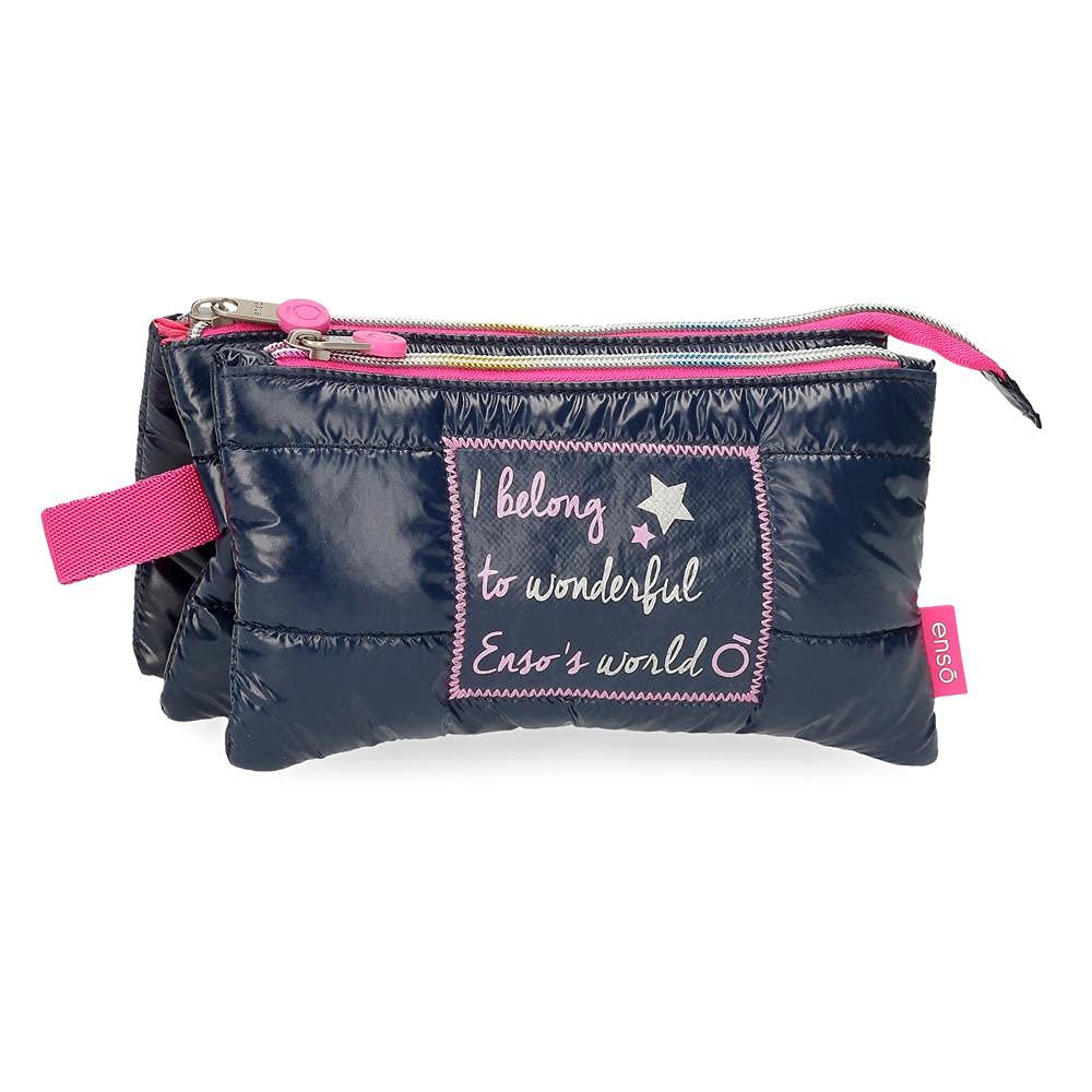 Enso Make a Wish triple pencil case, blue, 22 x 12 x 5 cm, polyester