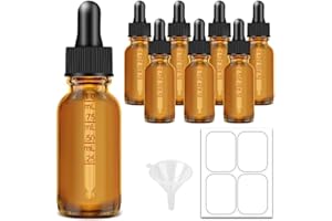 Bumobum 15ml (0.5oz) Amber Glass Dropper Bottles 8-Pack – Leakproof Essential Oil & Tincture Bottles with Measurement Marks, 