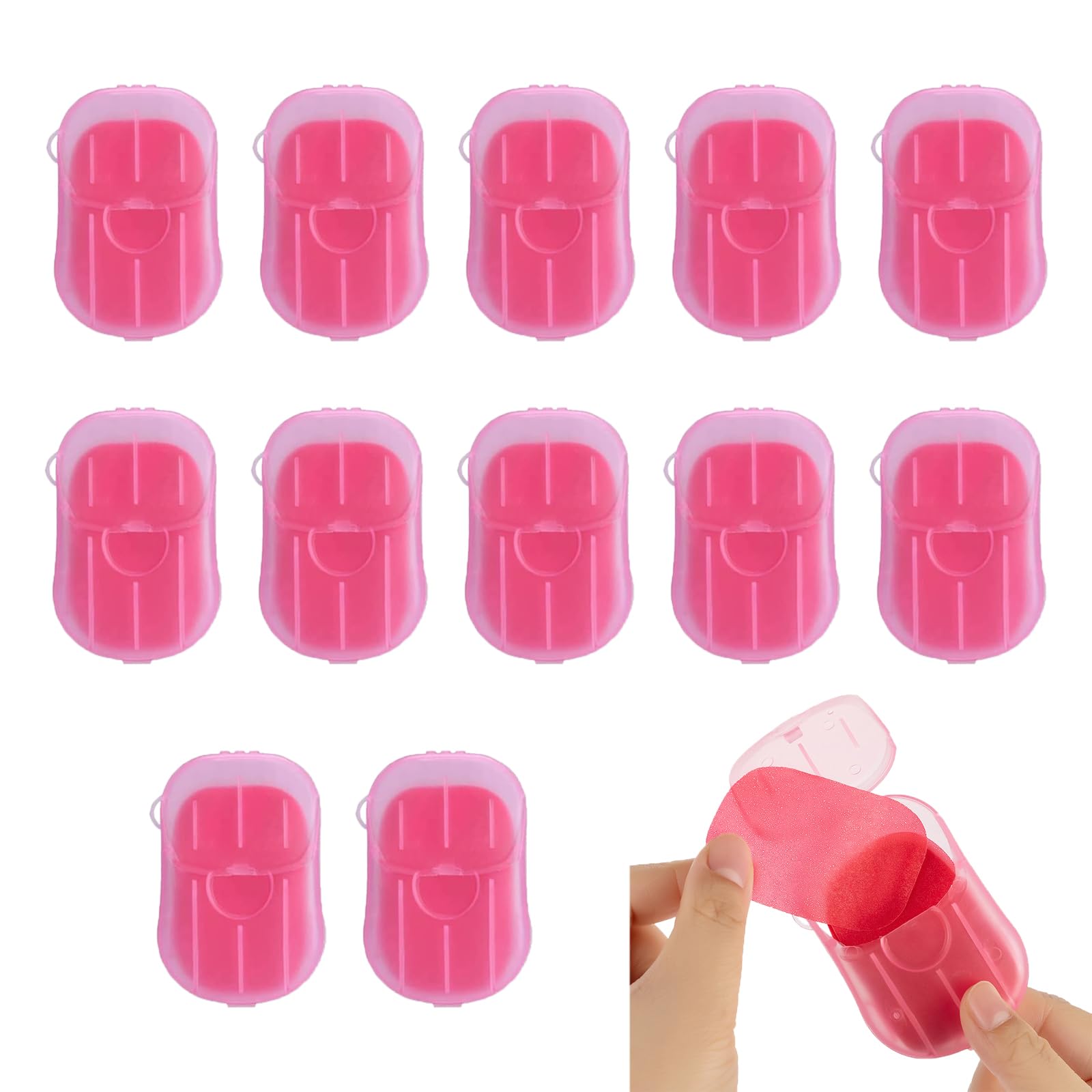 Bamsod 12 Boxes (240 sheets) Soap Paper Sheets Portable Disposable Travel Scented Bath Slice Sheet Foaming Paper Soap Confetti Slide Flakes for Travel and Outdoor (Rose)