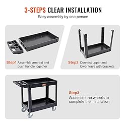 VEVOR Utility Service Cart, 2 Shelf 550LBS Heavy