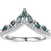 OLIVIASO Engagement Rings for Women 925 Sterling Silver Wedding Band Natural Moss Agate/Black Rutilated Quartz Gemstone Rings Promise Ring Size 5-9