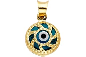 TOP GOLD & DIAMOND JEWELRY TGDJ 14K Yellow Gold Evil Eye Pendant Height - 9 MM Width - 9 MM